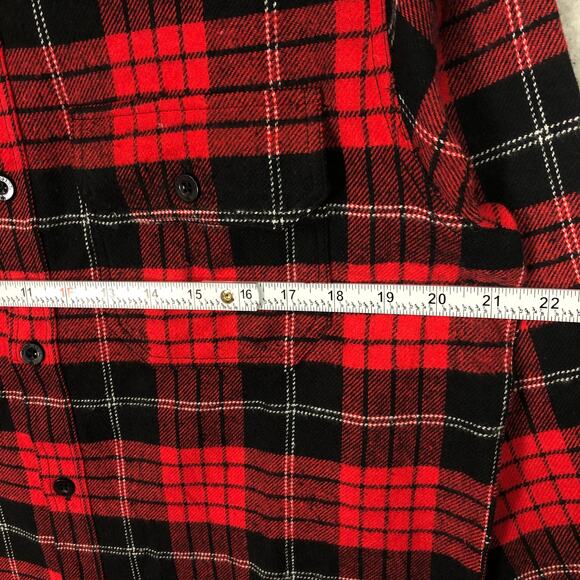 Rainforest Flannel Shirt Mens Small‎ Red Black Plaid Cotton Brushed Heavyweight - Picture 4 of 9